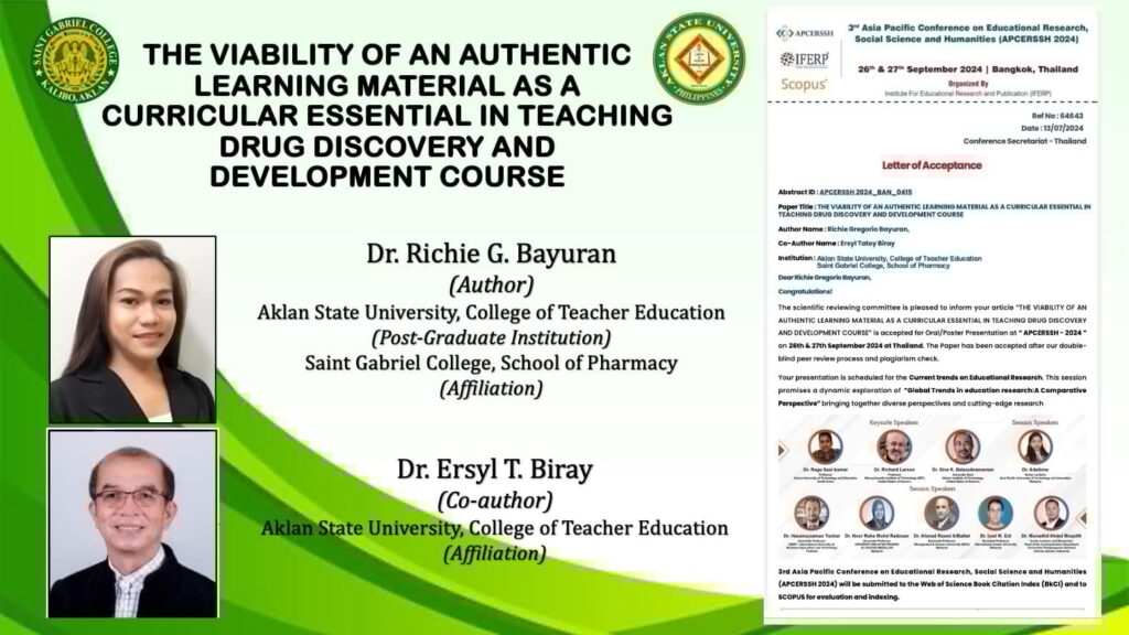 The Viability of an Authentic Learning Material as a Curricular Essential in Teaching Drug Discovery and Development Course