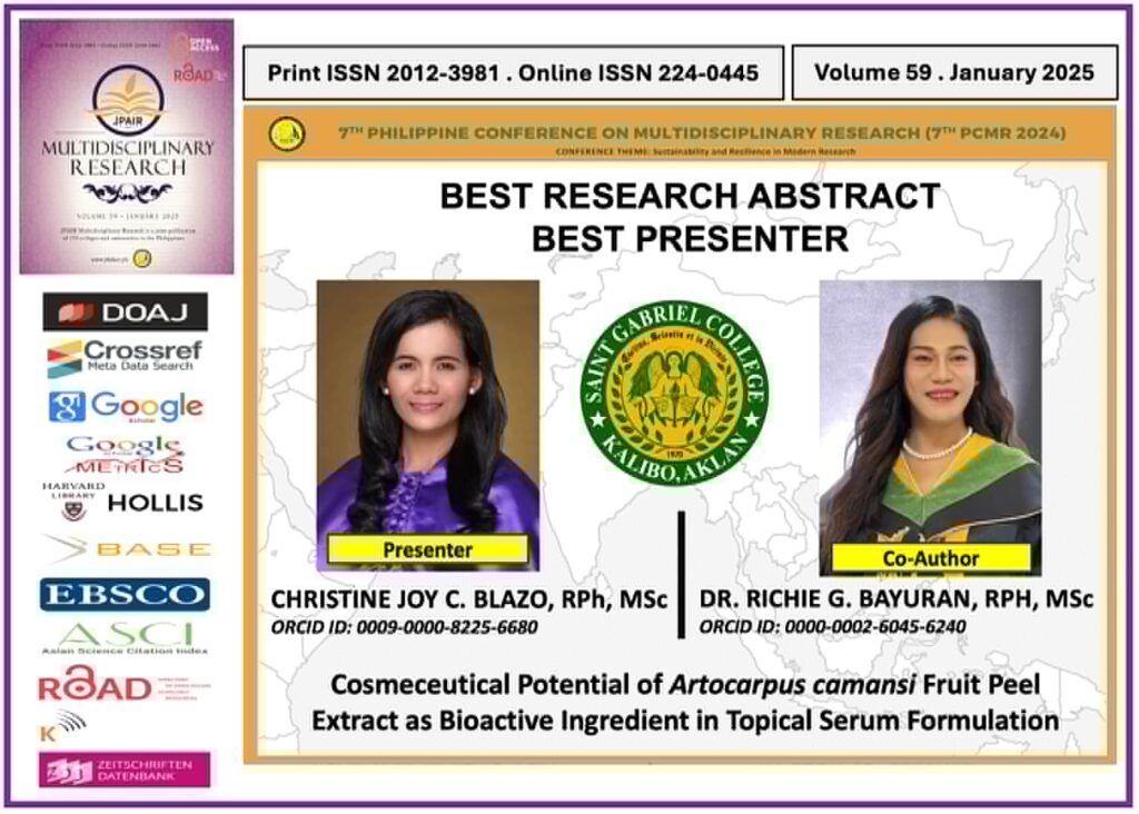 PH Researchers Bayuran and Blazo of Saint Gabriel College, Kalibo, Aklan Publish Study on Cosmeceutical Potential of Artocarpus camansi